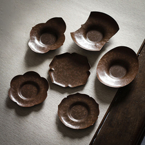 Pure copper handmade hammered saucer tea mat Japanese kung fu tea set accessories tin silver antique insulation pad single coaster