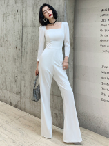 White Evening Gown Lady Gas Field Queen Banquet Temperament Square gown Dress Pants Dress Birthday Party Gatherings Lean