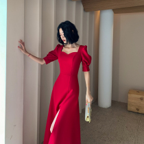 Toast to the atmosphere 2022 new wedding bridal evening gowns can normally wear womens wine red temperament noble and thin