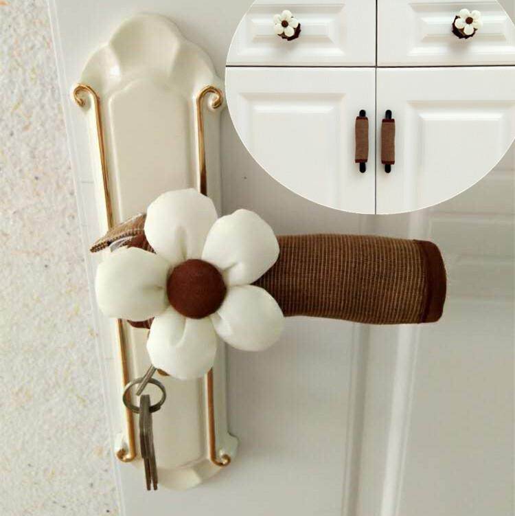 Think more of my pure cotton door Gloves Room Door Pull Glove Anti-static Anti-static protective sleeve Baby chest of drawers anti-touch cushion