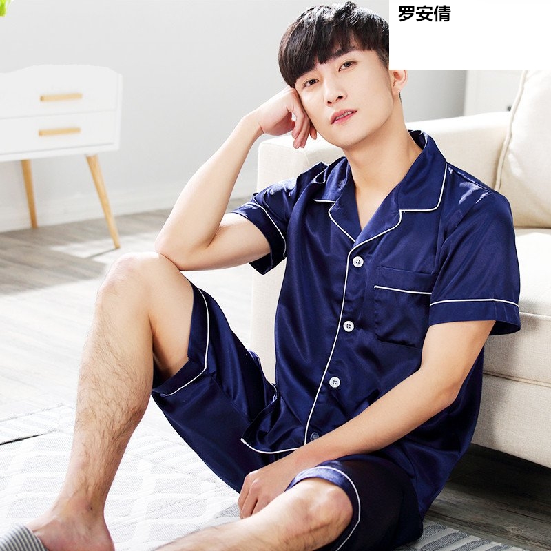 Summer pajamamen 18 mens lụa quần short ngắn tay 13 thanh thiếu niên 15 học sinh trung học cơ sở 16 chàng trai 14 tuổi.