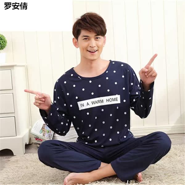 Mùa hè cotton mens đồ ngủ tuổi teen đồ ngủ dài tay quần mùa xuân và mùa thu mùa hè học sinh trung học tại nhà quần áo bộ.