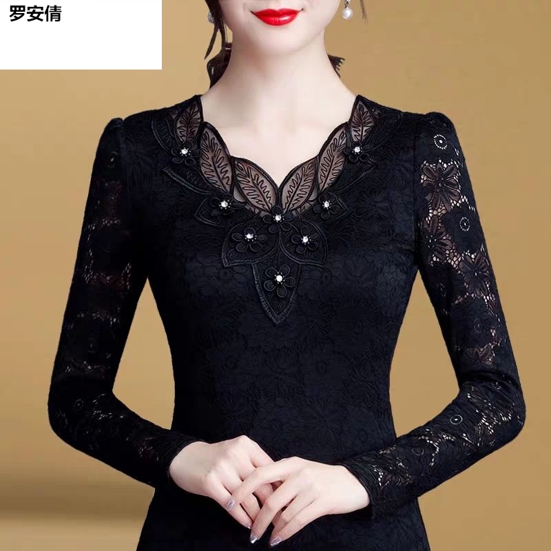 Ren bottomshirt phụ nữ mùa xuân và mùa thu không khí trăm 2020 thời trang bên ngoài đẹp mặc một trăm cổ chữ V gây dựng lưới sợi hàng đầu