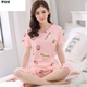 Pajama phụ nữ phim hoạt hình ngắn tay bông phụ nữ quần bảy điểm thiết mỏng dễ thương cotton mùa hè cộng với sân nhà quần áo.