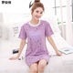 Mùa hè phụ nữ váy cotton ngủ bông dễ thương phụ nữ pajama symmy mùa hè ngắn tay giữa váy Hàn Quốc phiên bản phim hoạt hình lỏng lẻo về nhà quần áo.