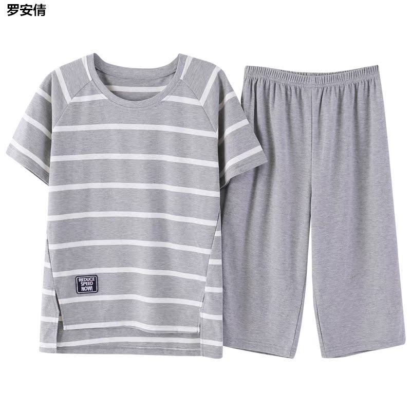 Bộ đồ ngủ mùa hè cotton ngắn tay áo quần bảy điểm thiết lập mùa hè womens mỏng quần cotton quần áo nhà hai mảnh bộ.