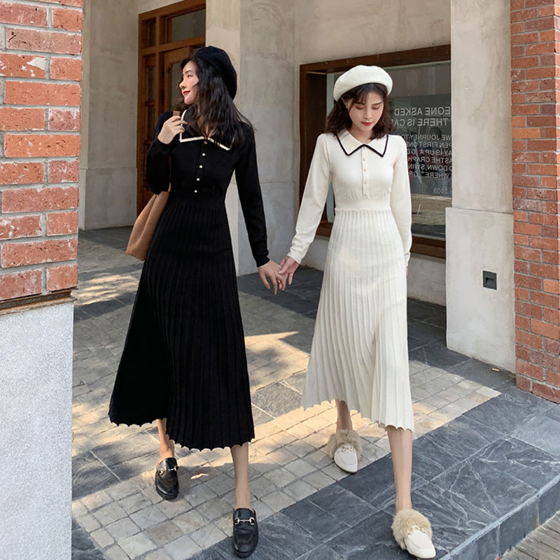 Sashimi in long version of lap knit for women's autumn and winter temperament slim 100 plexor dolls lead over kneecap skirt