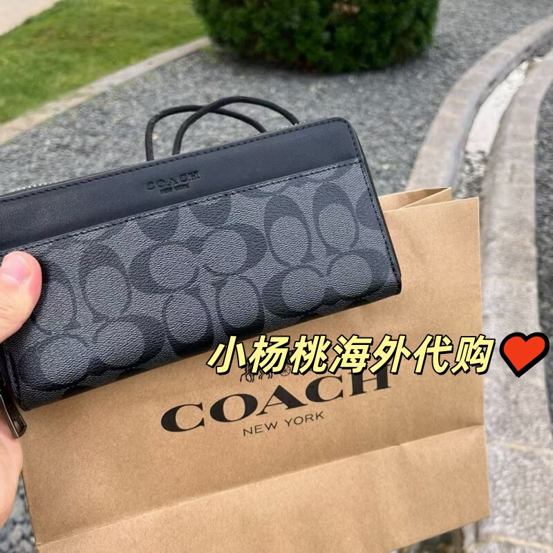 Authentic COACH Men's Wallet Popular Vintage Long Zipper Clutch Envelope Bag Luxury Brand