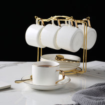 European ceramic coffee cup saucer set high-end light luxury small luxury afternoon tea set simple cup saucer with shelf spoon