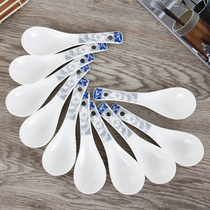 Japanese style blue and white high quality long handle small soup spoon creative ceramic spoon restaurant eating spoon home spoon set