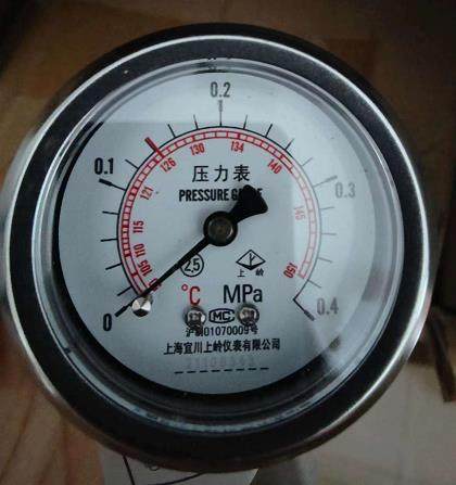上海三申YM100压力蒸汽灭菌器带温度显示0-0.4宜川压力表
