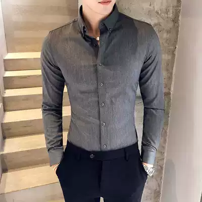 New non-ironing Joker shirt men's long sleeve Korean version of slim trend business-free ironing casual handsome men's shirt autumn