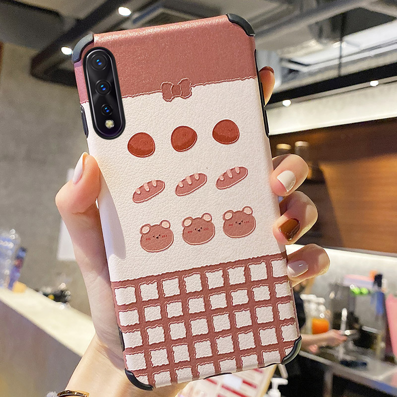 Huawei Y9s [Japanese Bear] Lambskin Y (Four Corners Thickened)For Huawei Y9 s Mobile phone shell Lamb skin B   Mobile phone shell