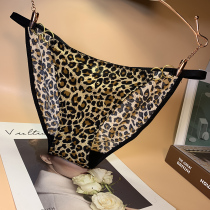 内裤女纯棉裆透气女士冰丝薄款秋季少女日系蕾豹纹性感三角裤