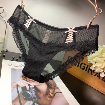 EMWZ panties female lace mesh sexy ladies breathable mid-waist mesh girls underwear Japanese thin section