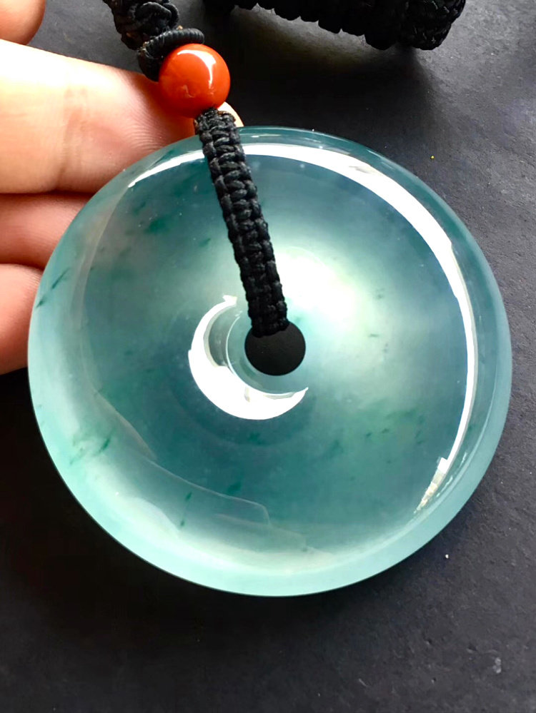 Natural Burmese ice species floating flower jade pendant Laokeng Qingshui a goods safe buckle jade pendant for men and women with certificate