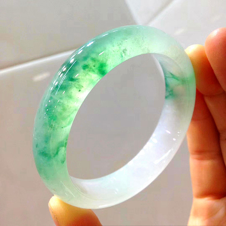 Natural Burmese old pit A goods jadeite bracelet is ring ice species floating apple green jade bracelet imperial concubine jade bracelet for children