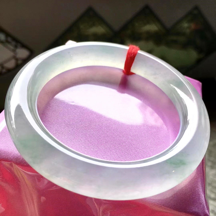 Jade Bracelet Ice Bean Green Floating Flower Old Pit A Goods Myanmar Ice Through Floating Little Flower Jade Jade Bracelet