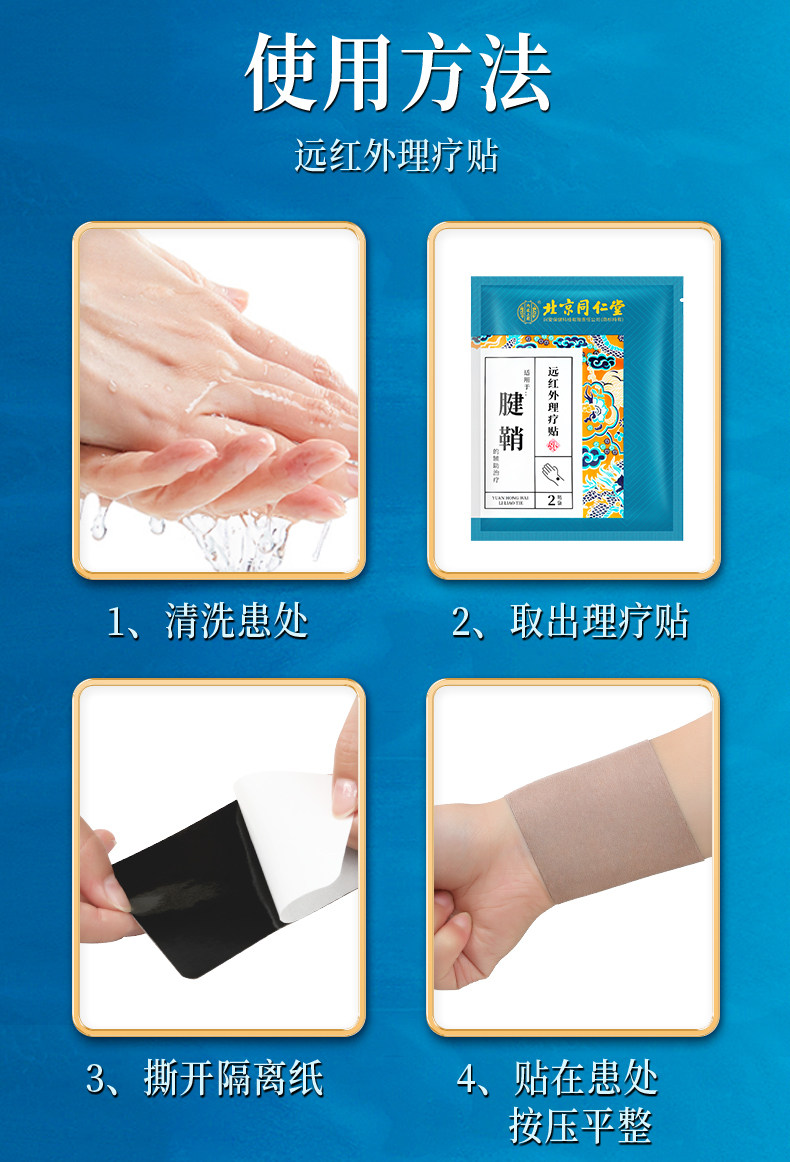 北京同仁堂 腱鞘炎貼膏 護腕扭傷 手腕手指關節疼痛 網球肘 8貼/盒