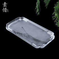 Suxi ink and glass Yanyu dry bubble plate Simple small household two-person Chinese style Zen tea plate Tea sea