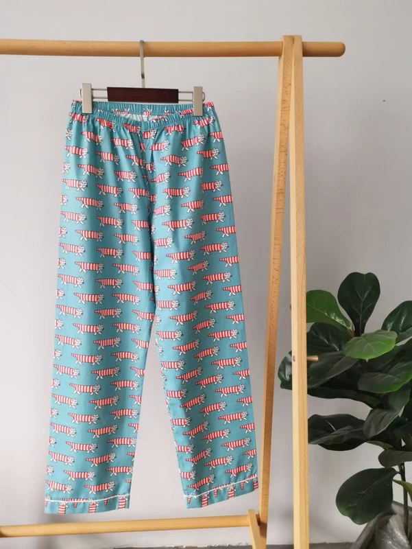 Mùa xuân, mùa thu và mùa hè quần pyjama mỏng quần pyjama cotton lỏng lẻo phim hoạt hình điều hòa nhiệt độ quần ở nhà dệt quần phụ nữ - Quần tây
