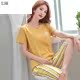 . Pyjama phù hợp ngắn womens mùa hè ngắn tay áo chùng dòng bông lớn phụ nữ kích thước lỏng lẻo có thể mặc quần áo về nhà.