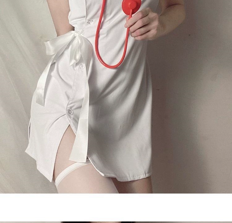 Đồng phục y tá cos đồng phục y tá nguyên chất Desire hottie nơ váy ngủ trang phục cosplay đồng phục nhà đồng phục mùa hè thoáng khí