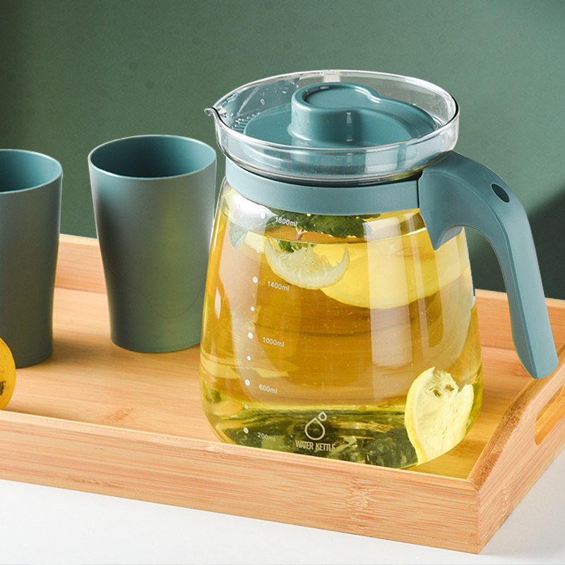 Glass cold water pot home cold water pot summer high temperature resistant teapot large capacity cool water cup pot suit fridge water
