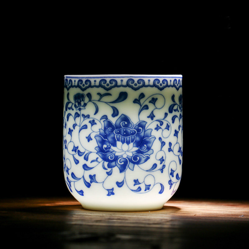 Jingdezhen Qinghua Porcelain Tea Cup large capacity Pink cup Domestic water glass Sub-size Chinese single Master's Cup