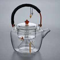 Silver-encrusted high temperature glass tea maker Household burning tea set Electric ceramic stove cooking tea set Steam steaming teapot set