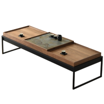 Sanshe Japanese-style floor low tea table and chair combination black walnut solid wood new Chinese style tatami balcony Zen tea table table