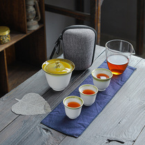 Kiln change Gaiwan Quick cup One pot three or four cups Portable travel Ceramic Kung Fu tea set Household teapot Teacup