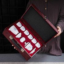 Sheep fat Jade Kung Fu tea set Household living room simple tea office guests Dehua white porcelain cover bowl Teacup