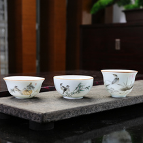 Teacup Dehua white porcelain teacup Kung Fu small single cup tea cup tea cup Ceramic tea set white custom LOGO enterprise