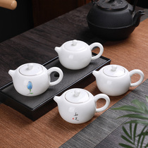 Teapot Hand grip teapot Dehua white porcelain tea set Household sheep fat jade porcelain Kung Fu tea set Simple tea pot set