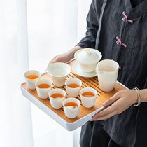 Tea tray Cover bowl Kung Fu tea set Household set Ceramic tea pot Automatic small tea tray Simple tea table Tea cup