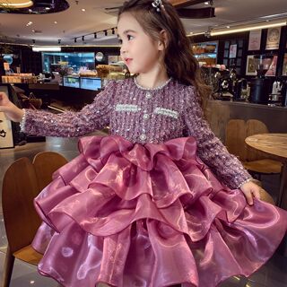 女童公主裙秋冬2025新款韩版小香风蓬蓬连衣裙小女孩生日礼服裙子