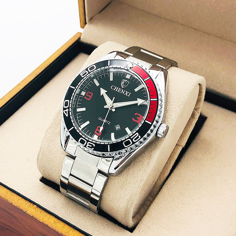 Watch men's steel belt atmospheric waterproof quarter non-mechanical watch men's fashion large dial business watch