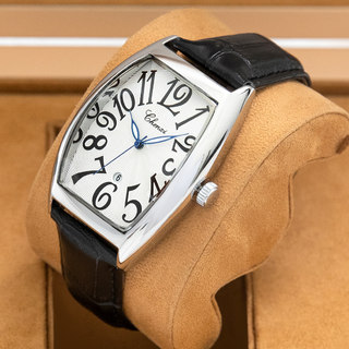 Genuine Barrel-Shaped Digital Watch for Men, Business Casual, Personalized, Retro, Genuine Leather Strap, Waterproof, Luminous Men's Watch