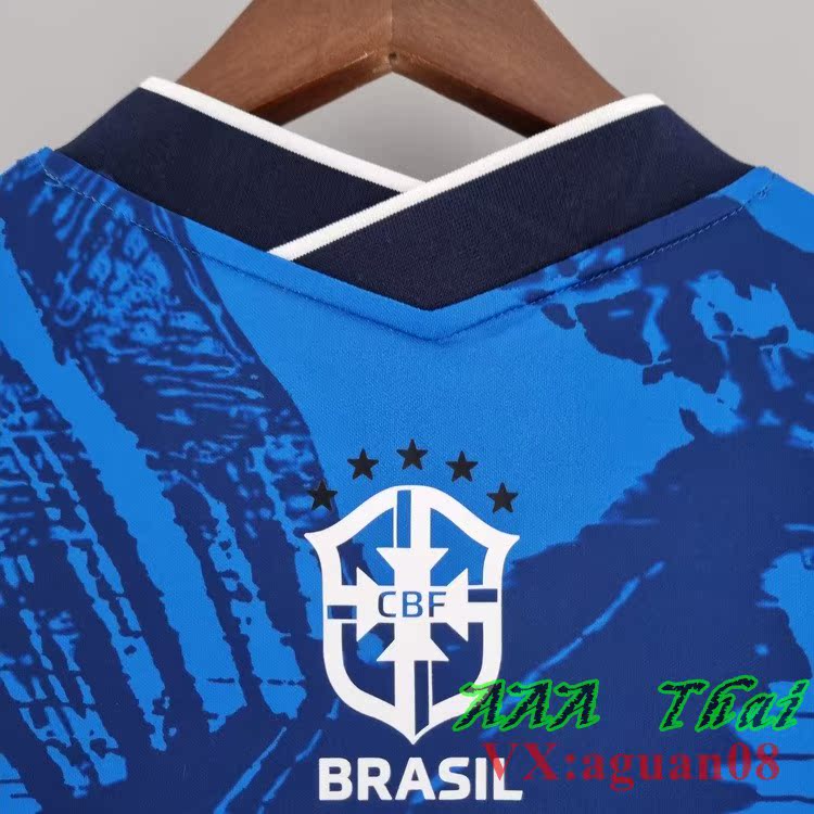 100％原廠  Brazil Classic Blue Soccer Jersey Discount Shirts Thai足球短袖訓練服