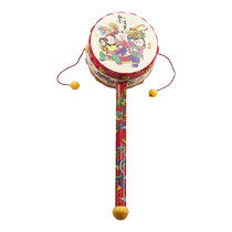 Wave drummer shakes the drum traditional sheepskin rattle baby wooden chewable baby and young children old-fashioned handmade