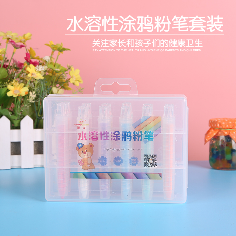 Dust-free chalk with pen cover for children's household solid water-soluble color chalk kindergarten school students non-toxic and environmentally friendly washable teachers use green board blackboard newspaper white painting graffiti chalk holder