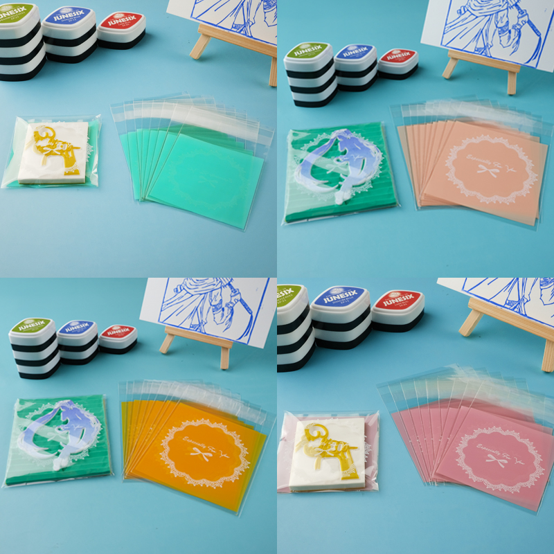 Rubber Stamp Bag Self-Adhesive Bag Self-Adhesive Bag Lace Lace Transparent Cherry Blossom Color Gift Wrapping Self-Stick Bag Save Rubber Stamp Cherry Blossom Pink red blue-green orange yellow