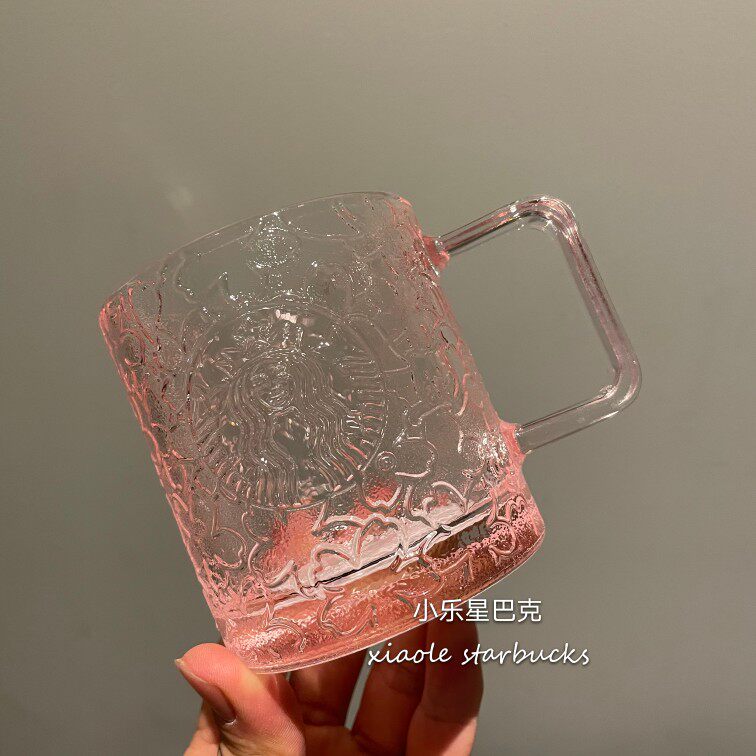 термос 星巴克樱花杯子2021粉白金樱花圆饼包马克玻璃杯吸管保温随行水杯