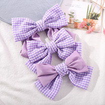 Japanese Taro purple big bow hairclip back of the head Net red star with headgear hairpin girl spring clip