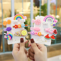 Children and Girls cute fruit hairclip headgear Princess Rainbow baby does not hurt hair rope bb broken hairclip hair accessories