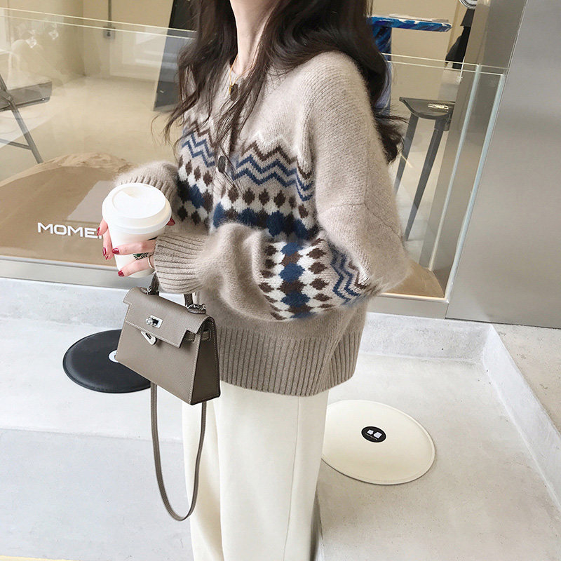 Autumn-winter new 2021 exploits reworked knit cardiovert coat winter outwear Lazy Eurocargo Raccoon and Fluff Coat Women