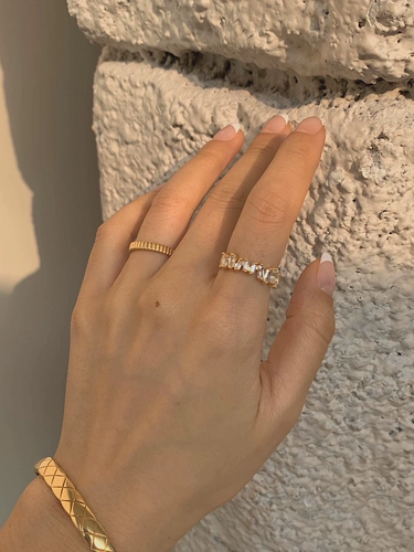 【Fat Shop CnHnOn】Осенне-зимнее кольцо с цветком разбитого льда, медь с бриллиантами, позолота, регулируется