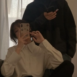 Белая демисезонная ретро вельветовая рубашка, лонгслив, в корейском стиле, оверсайз