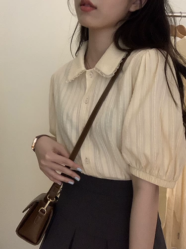 Летняя кукла, дышащая рубашка, дизайнерская тонкая футболка, кукольный воротник, короткий рукав, тренд сезона